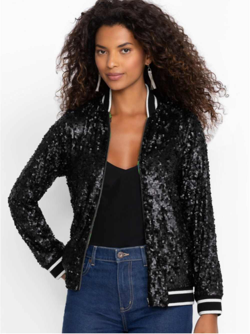 Johnny Was Kelsey Sequin Bomber Jacket Women’s Size XS NWT